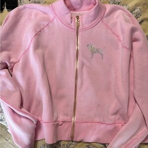 Victoria's Secret PINK x LOVE SHACK FANCY Pink Zip-Up Jacket with Gold Zipper